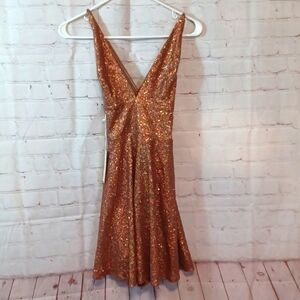 Fanco Pink  Magic Sequin Flare    Dress Sz S  NWT